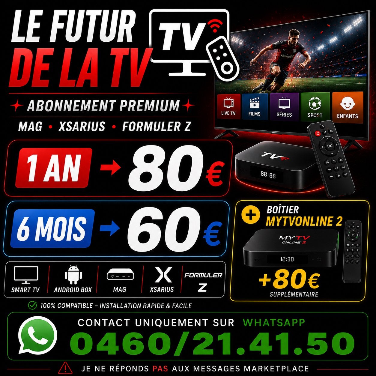 Abonnement IPTV Smart TV MAG Xsarius Formuler Z MYTVONLINE 2, Ophalen of Verzenden, Zo goed als nieuw
