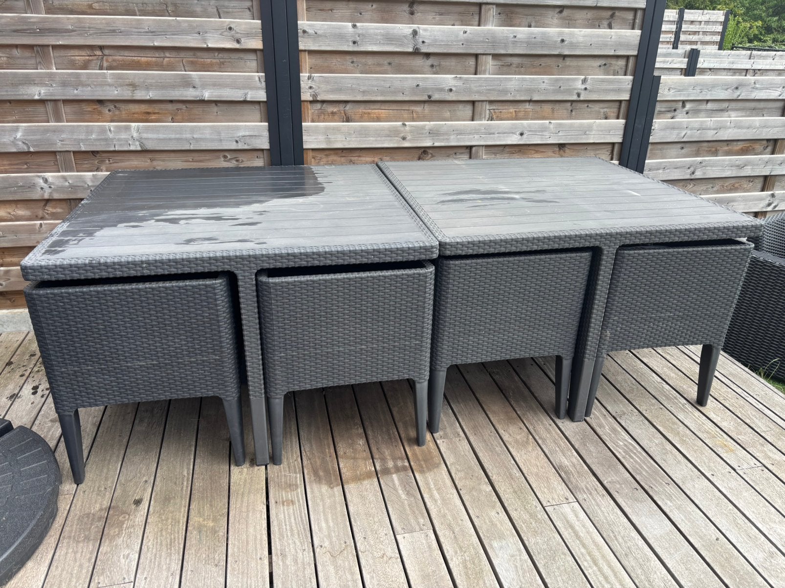 2 tafels met 8 stoelen met kussens, Table à dinner, Salons de jardin, 8 places, Enlèvement