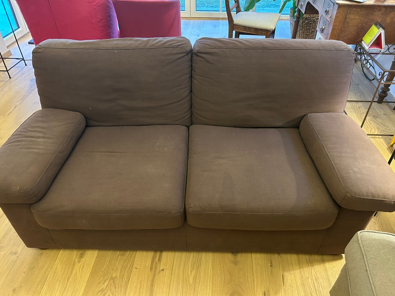 A donner : canapé 2 pl. couleur aubergine, Maison & Meubles, 75 à 100 cm, Moins de 150 cm, Banc droit, Enlèvement