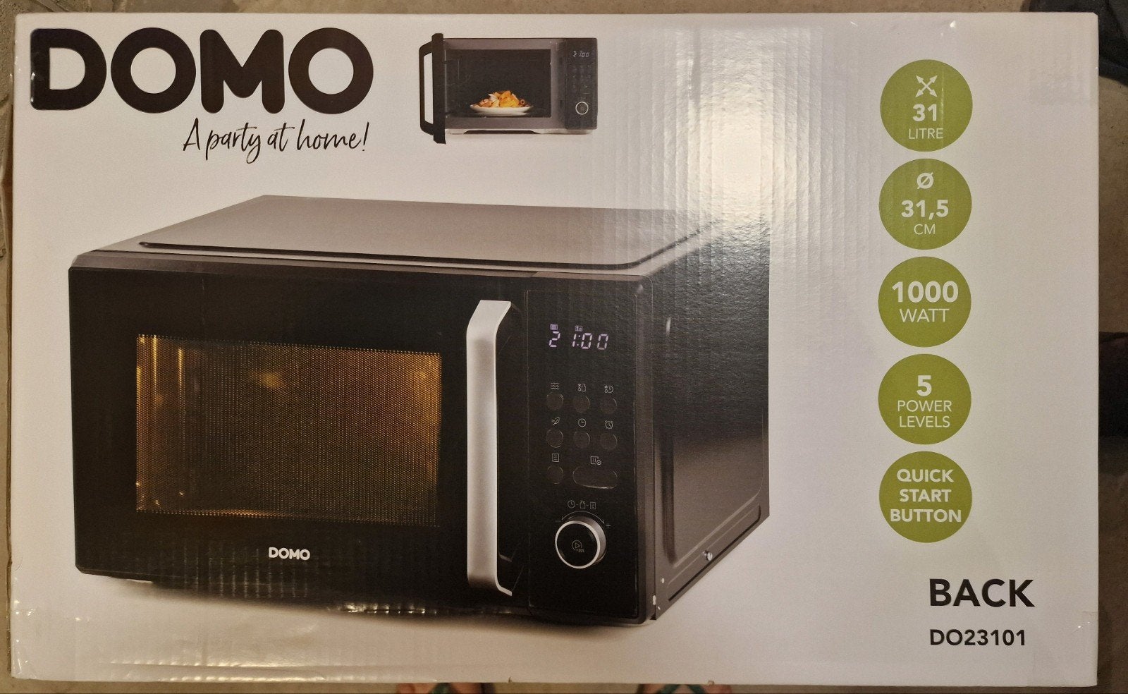 DOMO microgolfoven 31L 1000W – Nieuw in ongeopende doos, Elektronische apparatuur, Microgolfovens, Ophalen, Microgolfoven, Draaiplateau