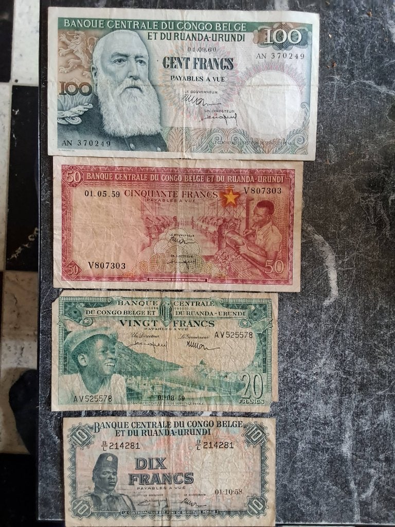 Oude biljeten uit koloniaal Congo-Rwanda-Burundi, Postzegels en Munten, Ophalen of Verzenden, Overige landen, Setje