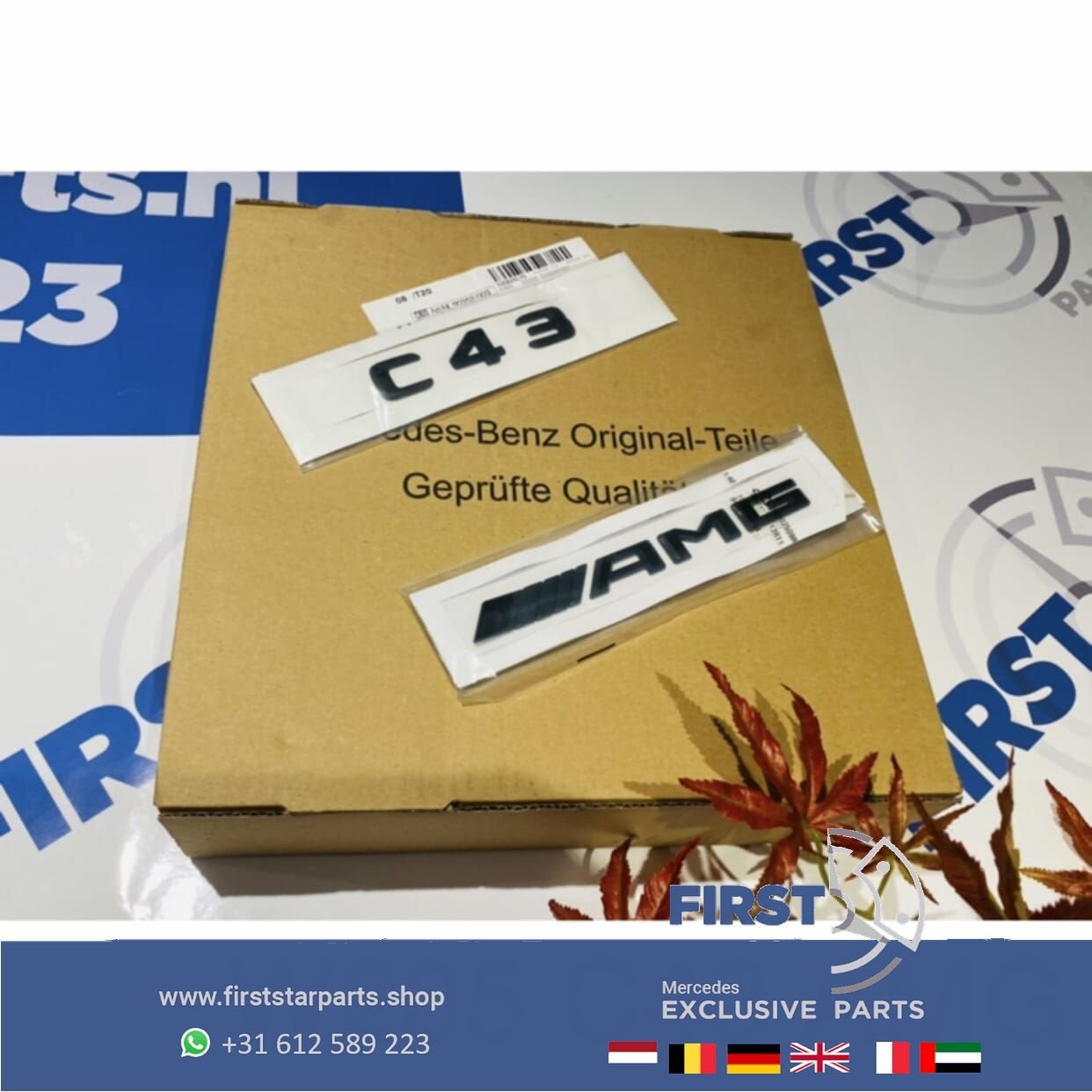 W205 S205 C43 AMG LOGO SET ZWART EMBLEMEN SET Mercedes C KLA, Gebruikt, -, Ophalen of Verzenden, -