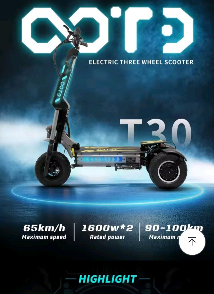 Trottinette tout terrain de marque ootd t30 3 roue 3200w, Fietsen en Brommers, Ophalen