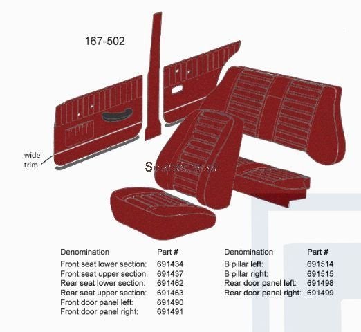 Volvo Bekleding Amazon 4 deurs +kombi B stijl Links rood 524, Auto-onderdelen, Ophalen of Verzenden, Nieuw, Volvo