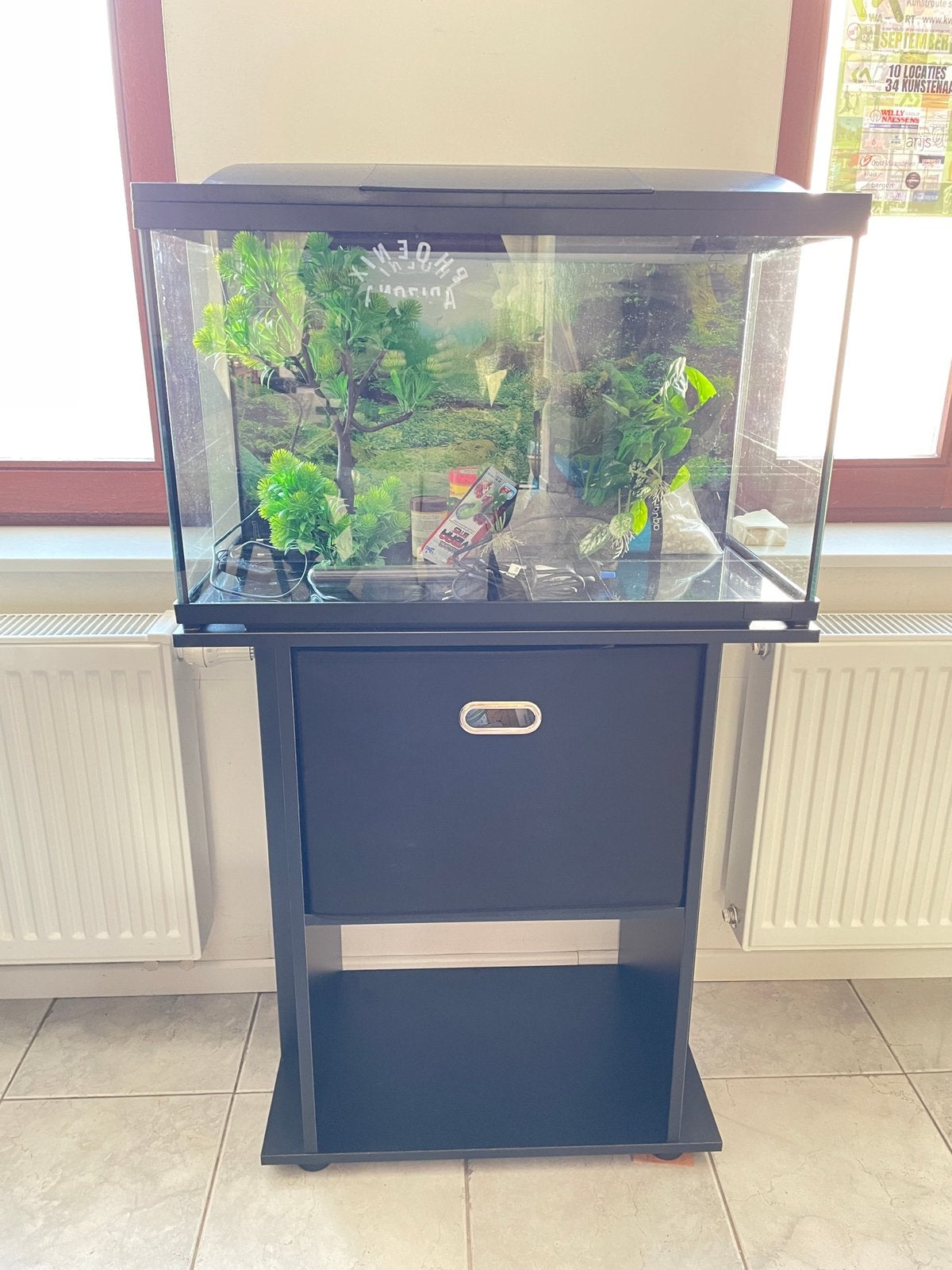 Aquarium op meubel met toebehoren, Ophalen, Gebruikt, Decoratie, Sera