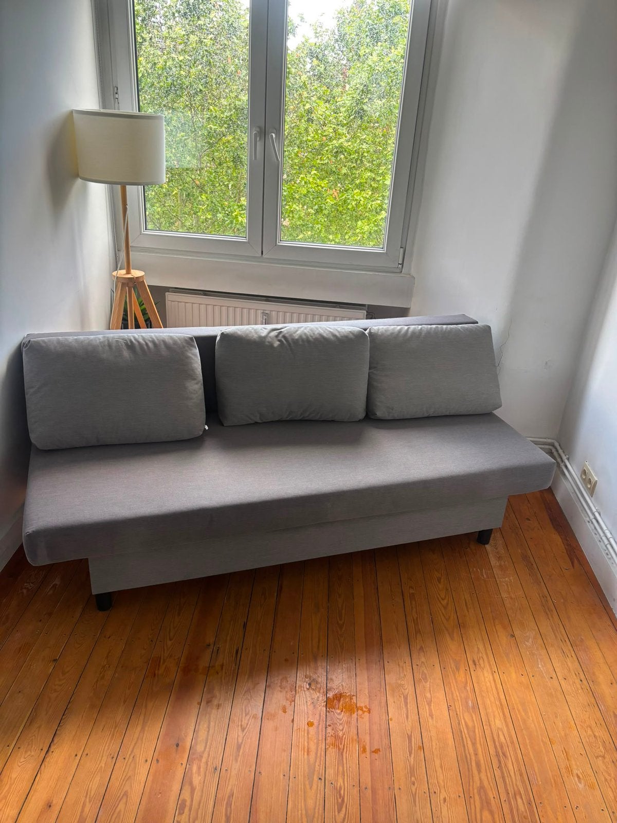 Canapé-lit + surmatelas, Gris, Enlèvement, 200 cm, Deux personnes