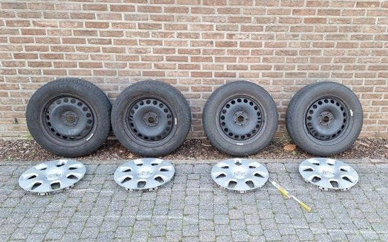 Stalen velgen + wieldoppen Opel Astra J — 5x115, ET41, 16", Ophalen, Gebruikt