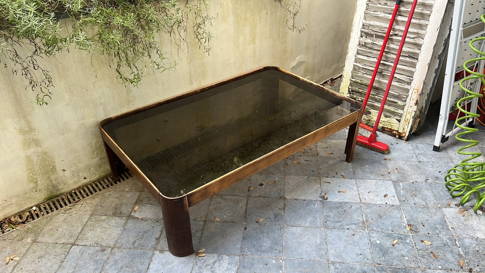 Salontafel glas & hout / coffee table, Huis en Inrichting, Ophalen, 50 – 75, Gebruikt, Glas