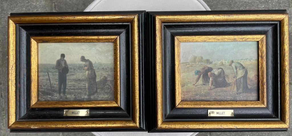 Set van 2 ingelijste kunstreproducties naar Millet, Antiek en Kunst, Ophalen, Ingelijst