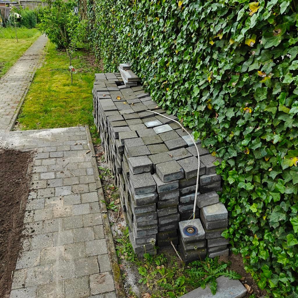 Partij klinkers 15x15x6 oppervlakte +-15 m2, Ophalen, Klinkers