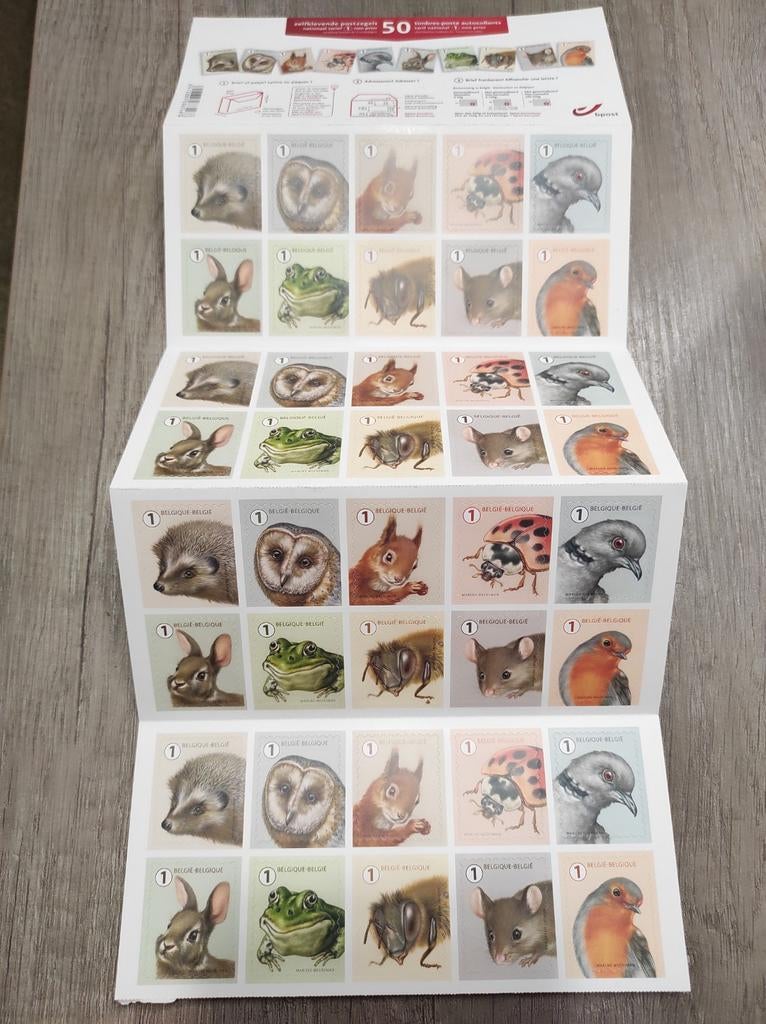 Planche de timbres animaux
