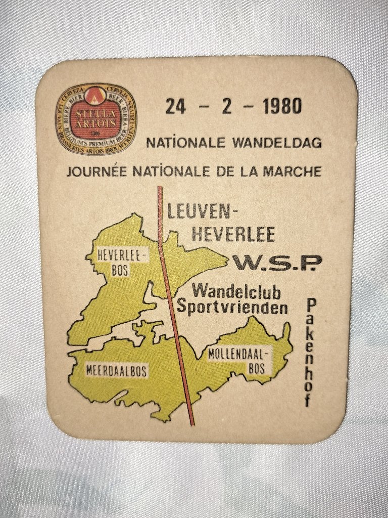 Bierviltje brouwerij Stella Artois -Nationale wandeldag 1980, Collections, Enlèvement ou Envoi, Comme neuf, Sous-bock, Stella Artois