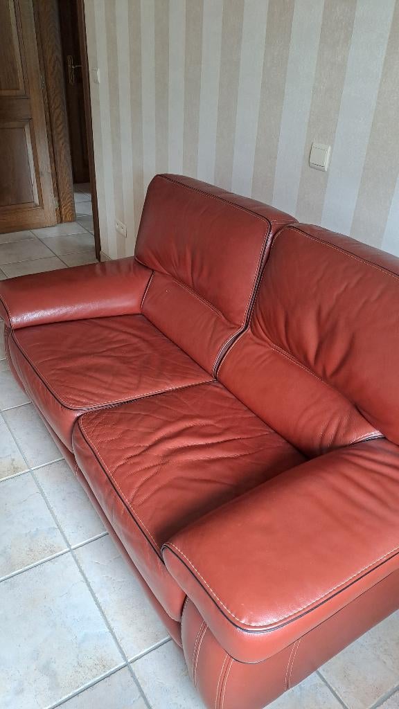 Fauteuil 2 places en cuir de buffle, 200 à 250 cm, 125 à 150 cm, Banc droit, Enlèvement