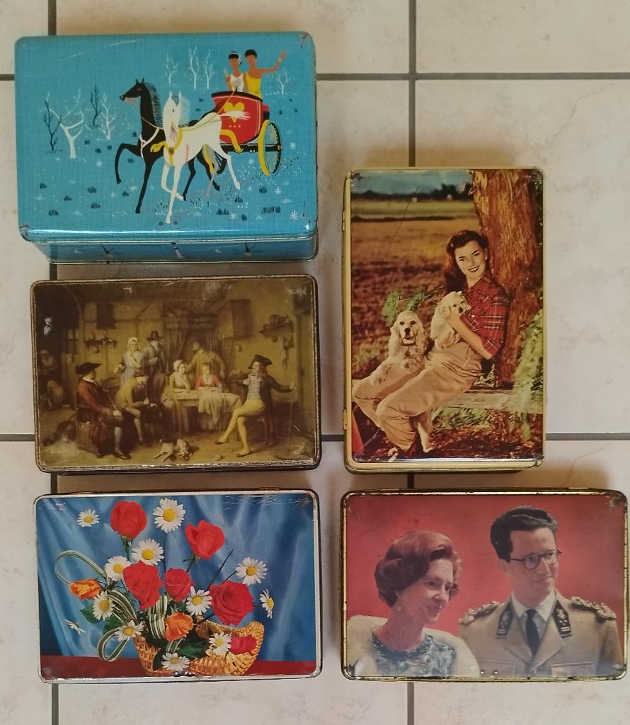 Vintage Jacques blikken bewaardozen, retro design, Enlèvement ou Envoi, Utilisé