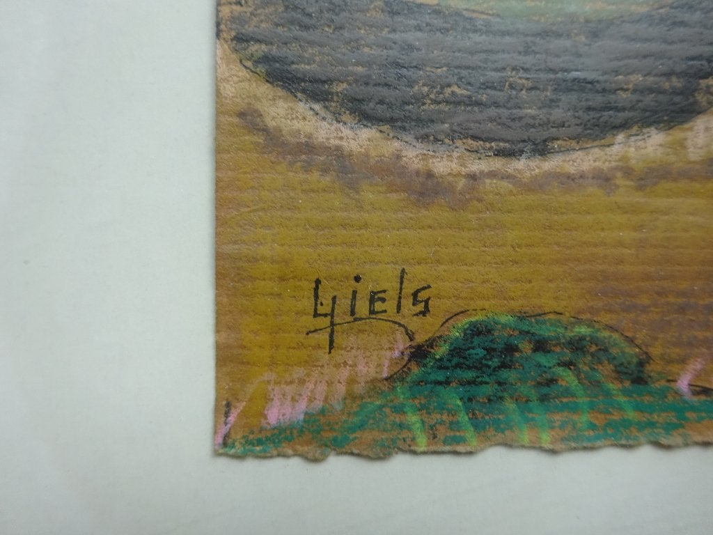 Ludo Giels, de familie, gt, 24 x 32 cm, Enlèvement ou Envoi, Signé, Paysage, Technique mixte