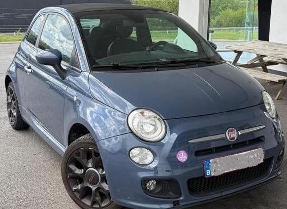 FIAT 500 CABRIOLET 1200 SPORTKIT OP BENZINE 2014, Auto's, Voorwielaandrijving, 4 cilinders, Cabriolet, Blauw