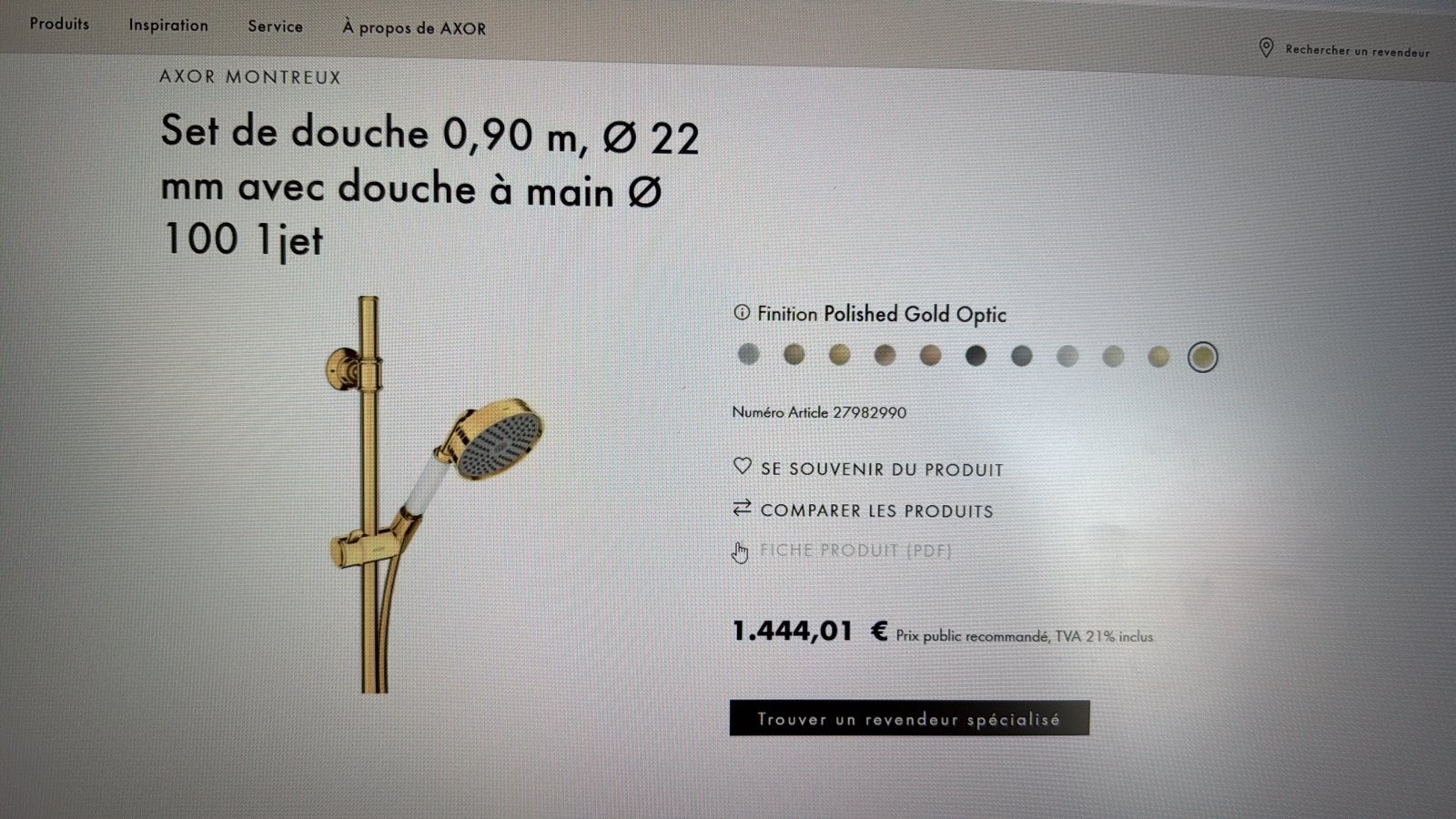 Set de douche AXOR MONTREUX, Bricolage & Construction, Sanitaire, Enlèvement, Douche