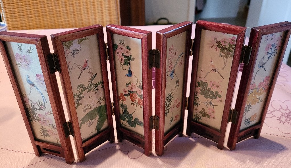 Petit paravent biface japonisant (33 x 16 env) superbe état., Enlèvement ou Envoi, Comme neuf
