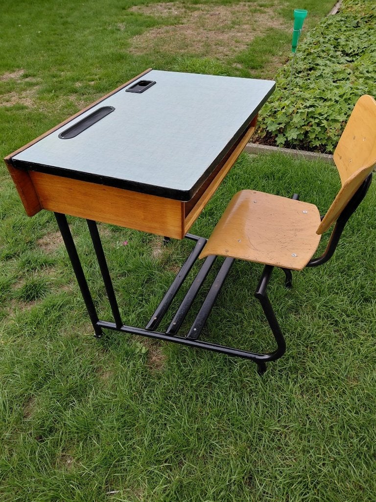 vintage lessenaar/schoolbank, Ophalen, Gebruikt, Tafel(s) en Stoel(en)