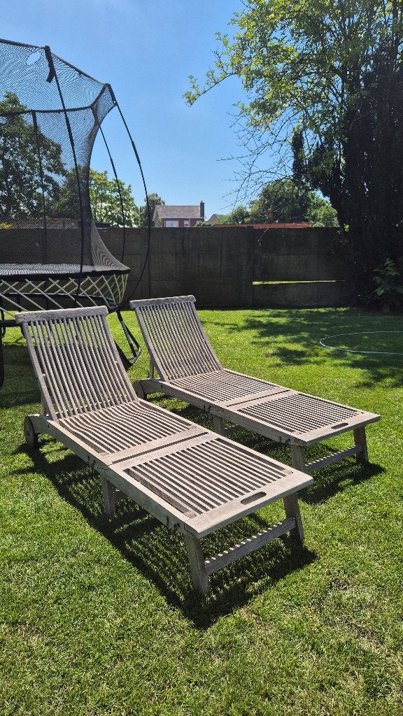 Ligbedden Teak    SET van 2, Ophalen, Gebruikt, Hout, Verstelbaar