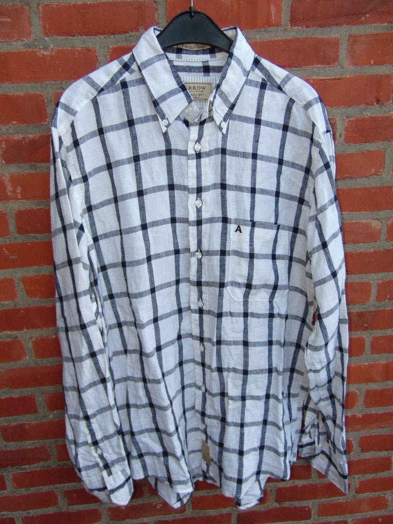 Hemd in linnen, Kleding | Heren, Overhemden, Gedragen, Halswijdte 41/42 (L), Wit, Ophalen of Verzenden