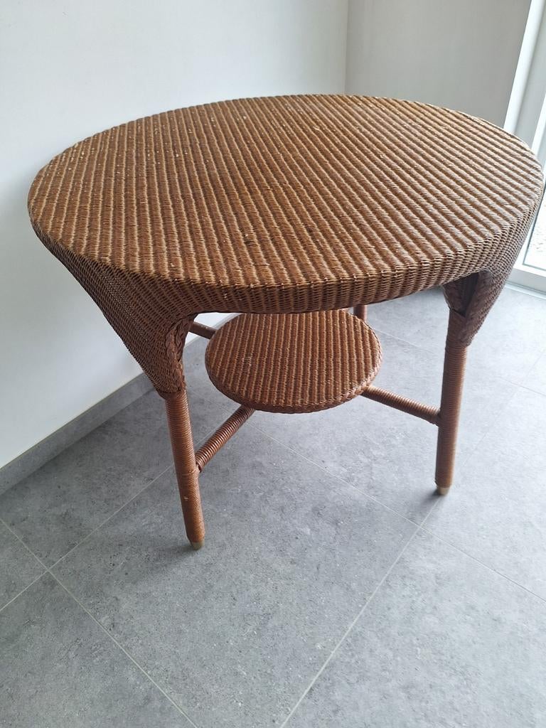 Rotan tafel, Huis en Inrichting, Tafels | Salontafels, Gebruikt, Rond, 50 tot 100 cm, 50 tot 75 cm