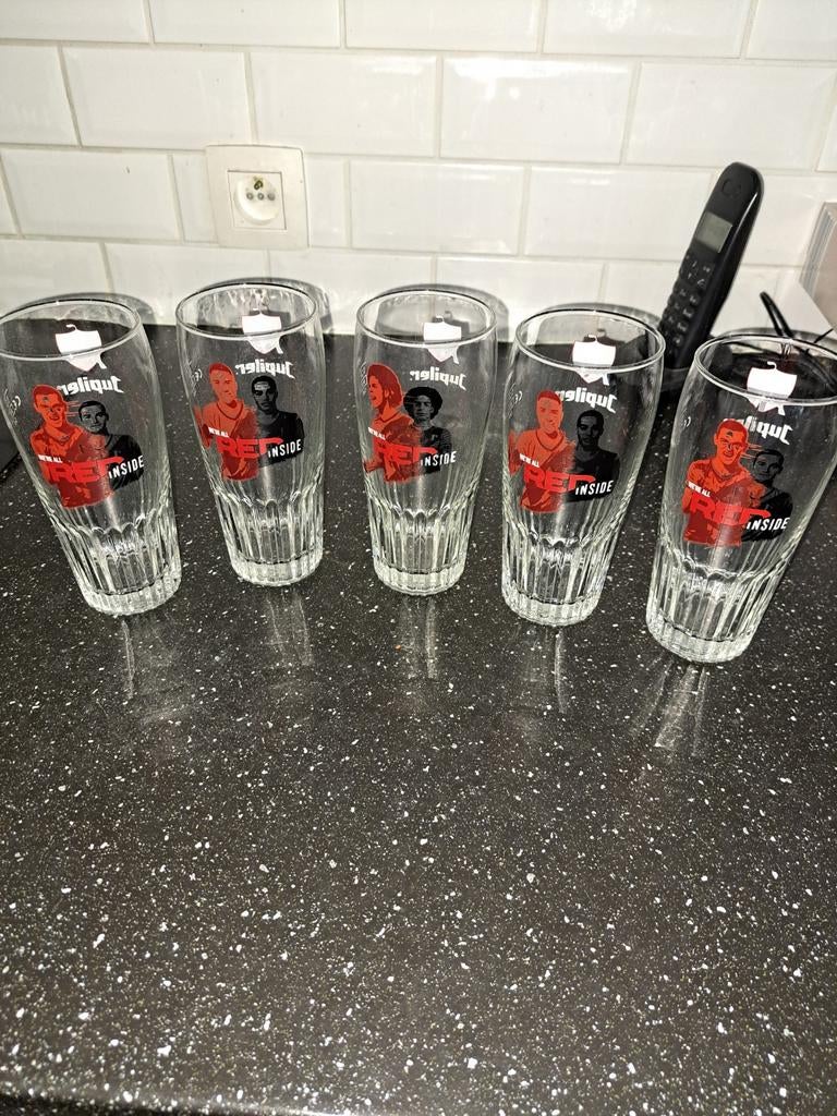 Verres à bière Jupiler 5 pièces de 0,3 l, nous sommes tous d, Enlèvement ou Envoi, Jupiler