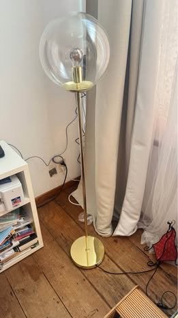 Lampadaire globe en verre et métal doré H160, Ophalen of Verzenden, Zo goed als nieuw