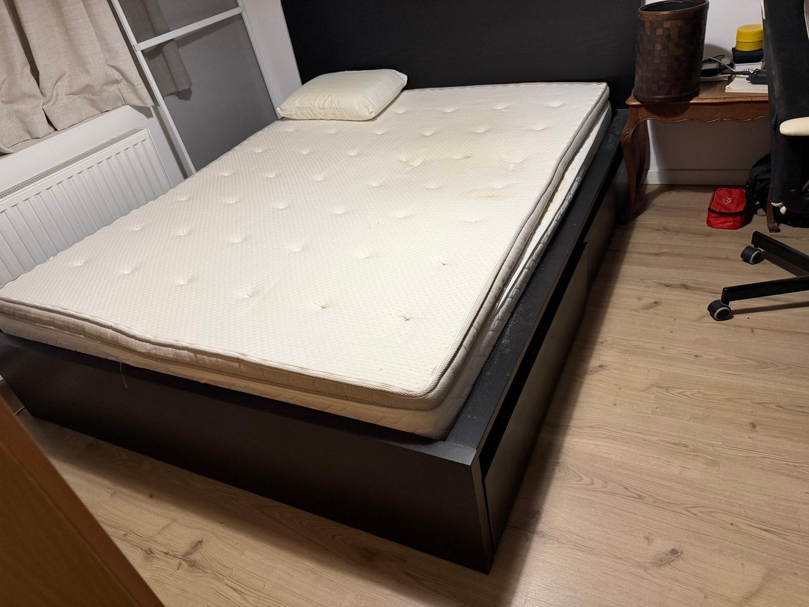 IKEA bed 2m/1,60m met 4 schuiven lattenbodem matras topper, Ophalen, Gebruikt