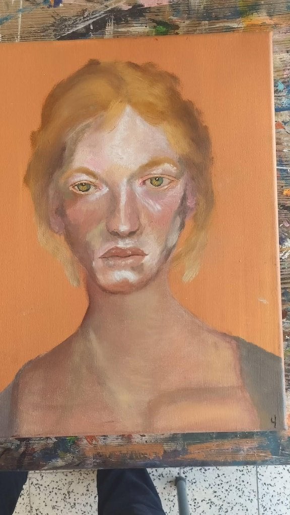 Schilderij, Antiek en Kunst, Acrylverf, Portret of Personen, Realistisch, Handgeschilderd
