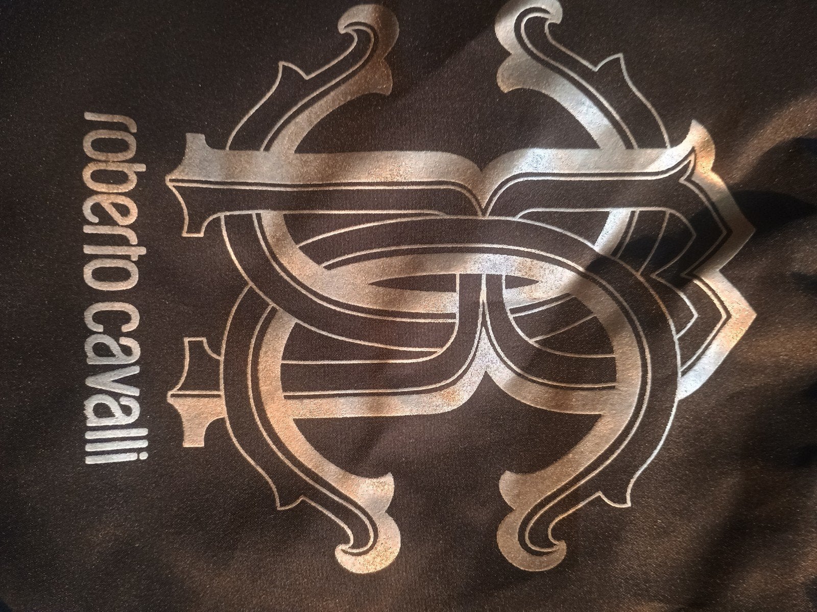 Sac Roberto Cavalli en cuir et sequins noirs, Envoi, Neuf, Noir, Sac à main