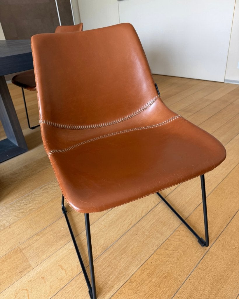8 chaises de salle à manger en cuir couleur cognac, Brun, Enlèvement, Tijdloos, Cuir