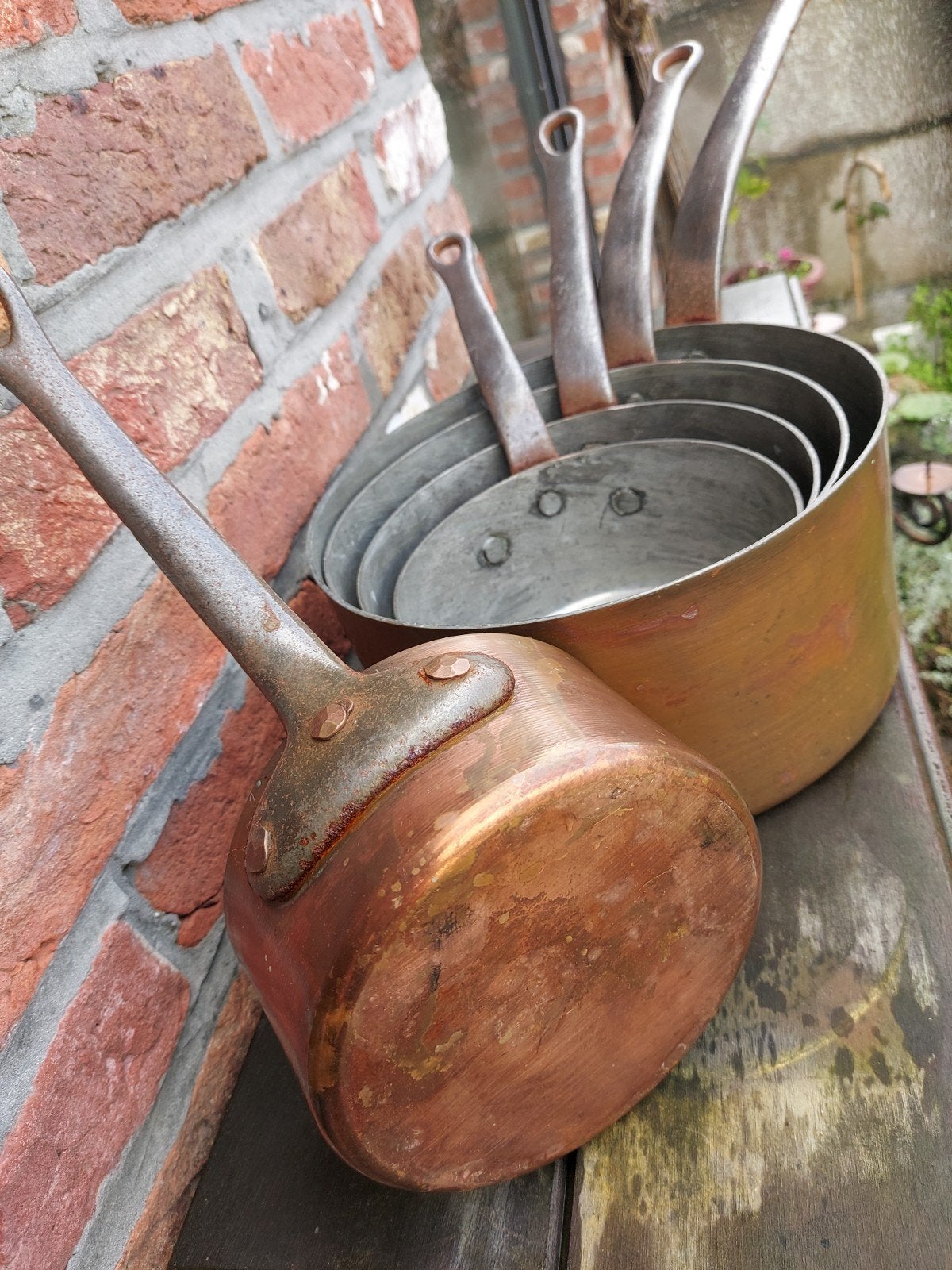 koperen pannen set 12 cm tot 20 cm 5kg, Antiek en Kunst, Ophalen of Verzenden