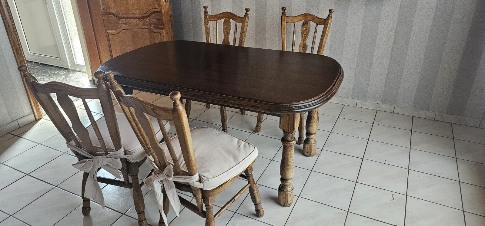 Eiken tafel + stoelen, Huis en Inrichting, Ophalen