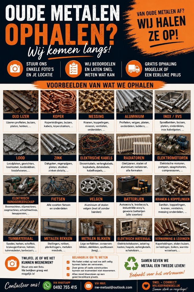 Oude metalen? Wij halen ze op!, Doe-het-zelf en Bouw, Metalen, Overige metalen, Ophalen