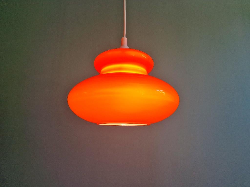 Space Age hanglamp in oranje opaline, 1960-70, Antiek en Kunst, Ophalen of Verzenden