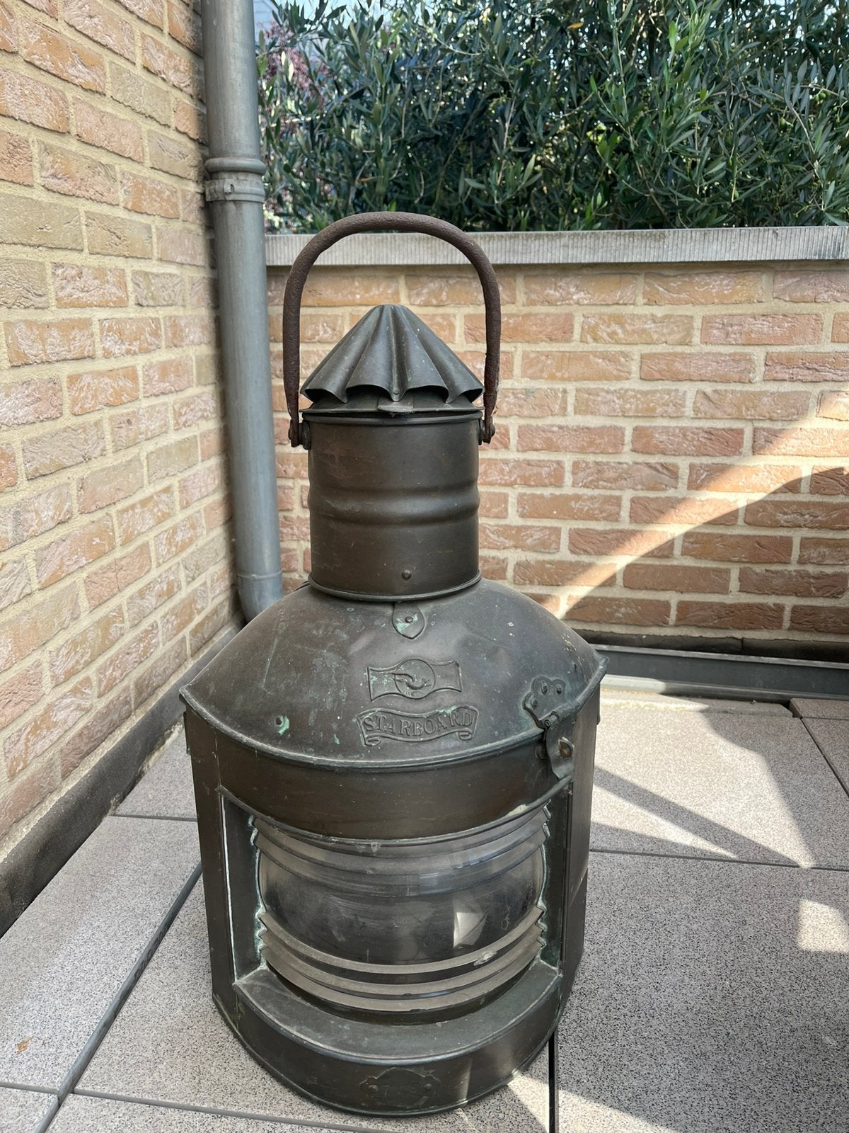 Vintage kopere scheepslamp stuurboord, Ophalen, Zo goed als nieuw