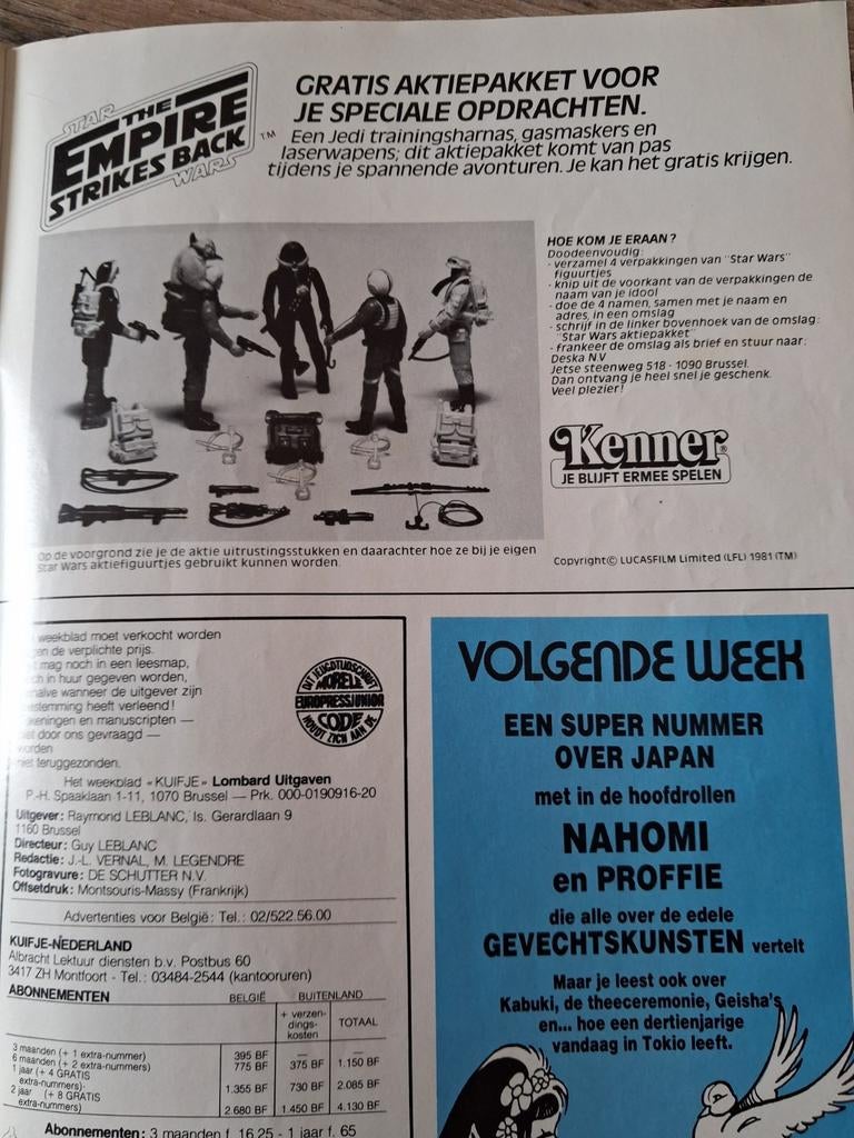 Star Wars : reclame kuifje magazine, Verzamelen, Verzenden