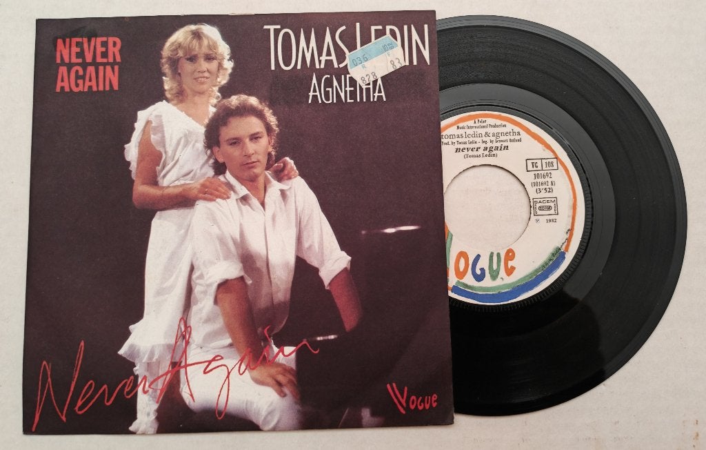 TOMAS LEDIN & AGNETHA - Never again (45t), Enlèvement ou Envoi, Comme neuf, 7 inch, Pop