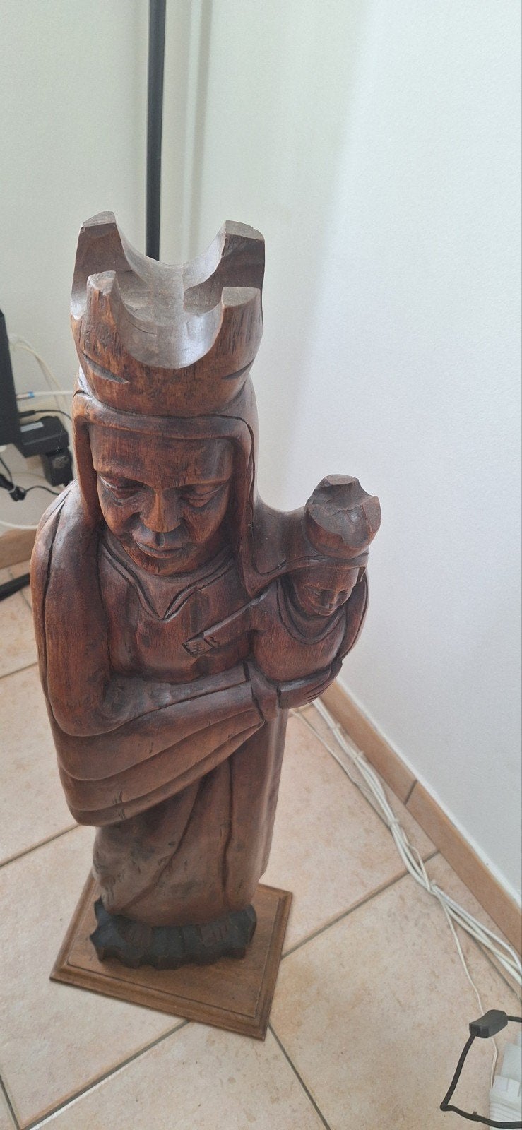 houten beeld maria met kind, Huis en Inrichting, Ophalen, Gebruikt, Hout, Bruin