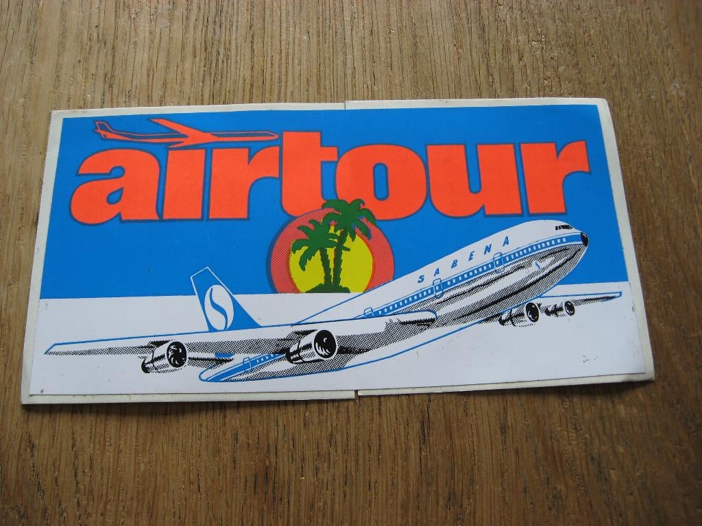 Sabena Airtour 1977 17,5 x 9,5 cm Sticker, Enlèvement ou Envoi, Neuf, Autres types