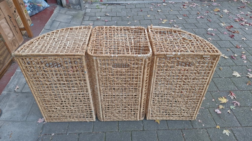 Trio rieten manden - wasmanden, Huis en Inrichting, Ophalen, Gebruikt, Riet