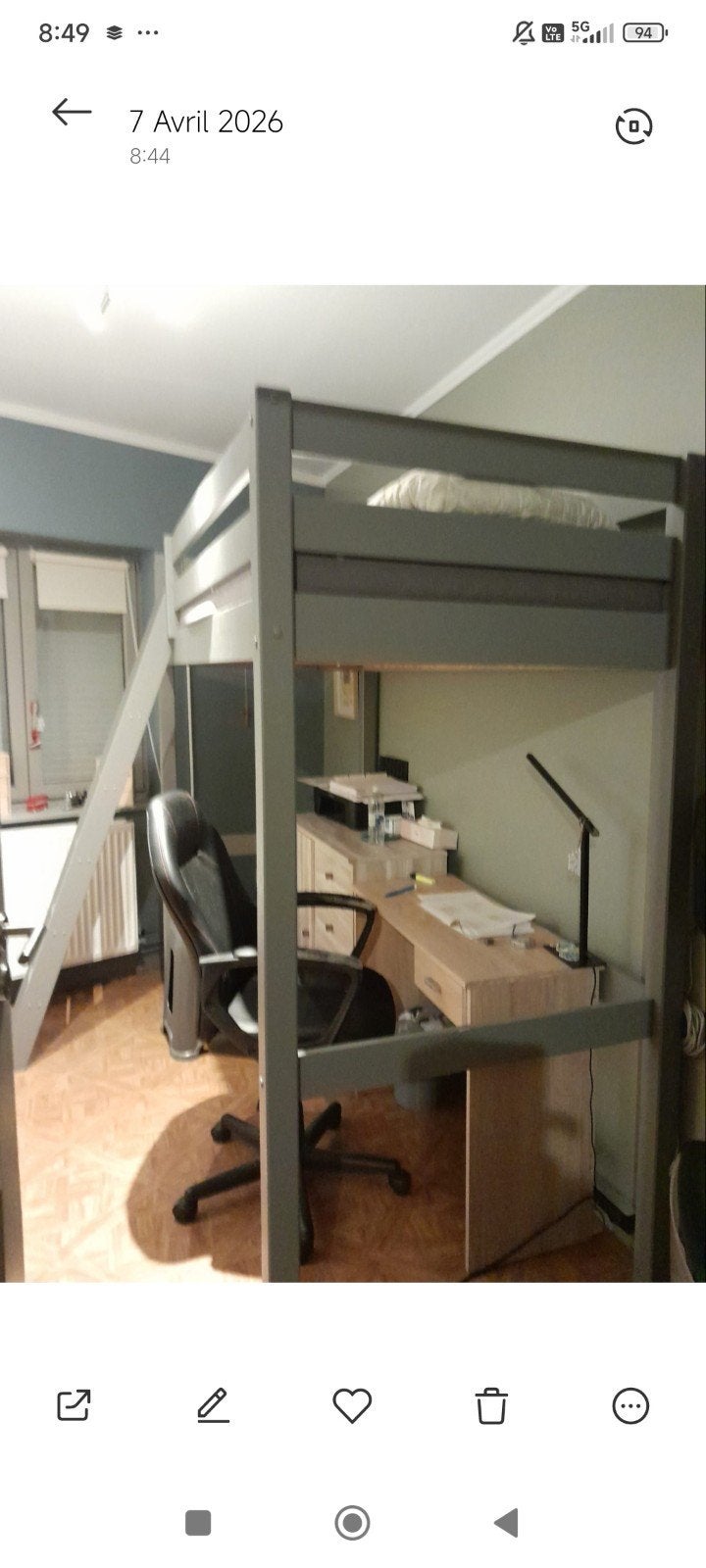 Lit mezzanine 90x200 sans matelas, Enlèvement