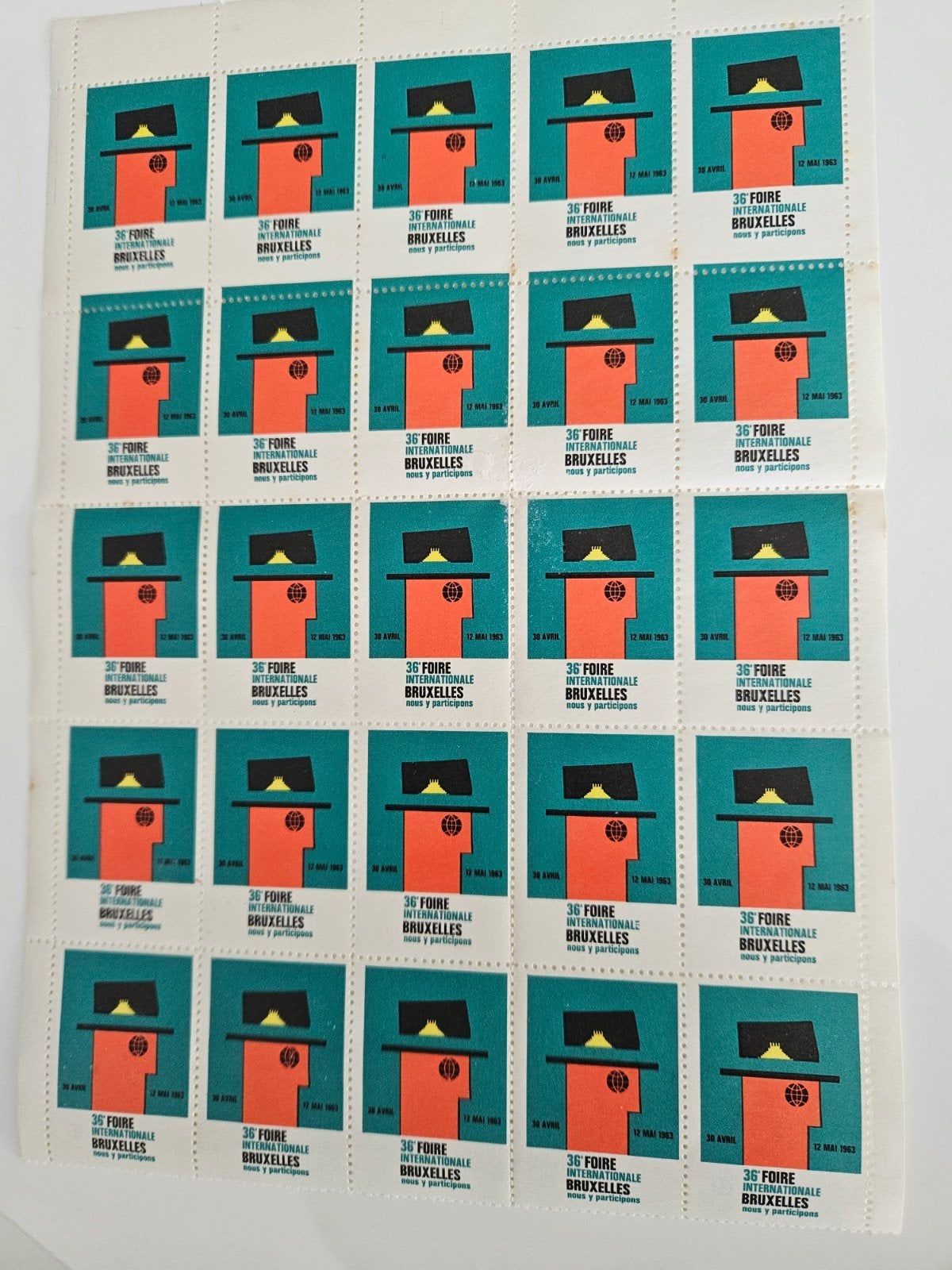 Affiche zegels Foire De Bruxelles 1963, Ophalen of Verzenden