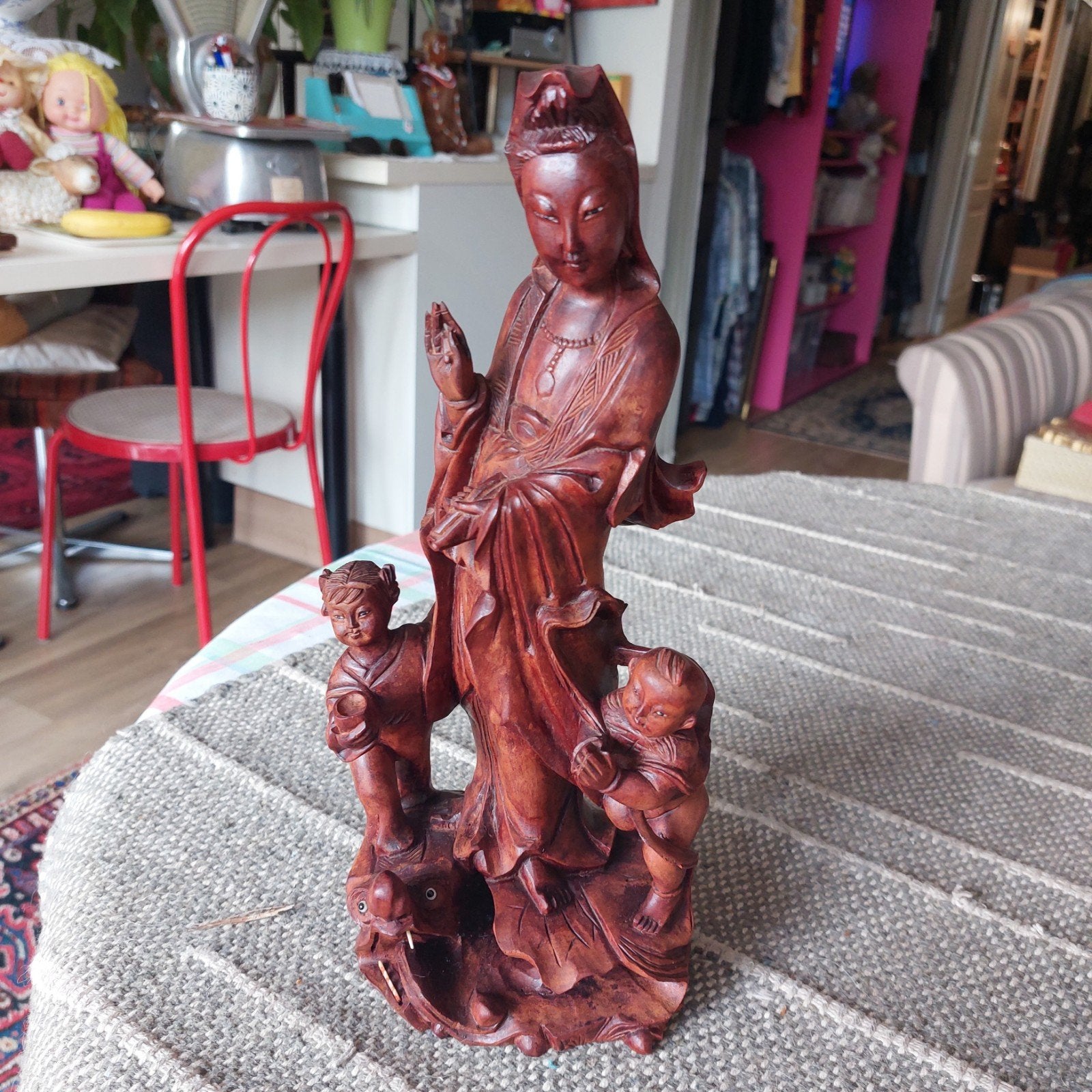 mooi chinees Houten beeld, Antiek en Kunst, Ophalen, Hout, Beeld