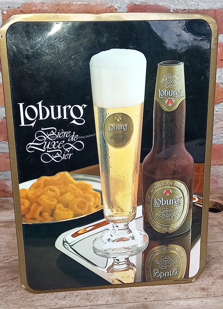 vintage metalen reclamebord Loburg geplastificeerd, Ophalen of Verzenden, Zo goed als nieuw, Reclamebord