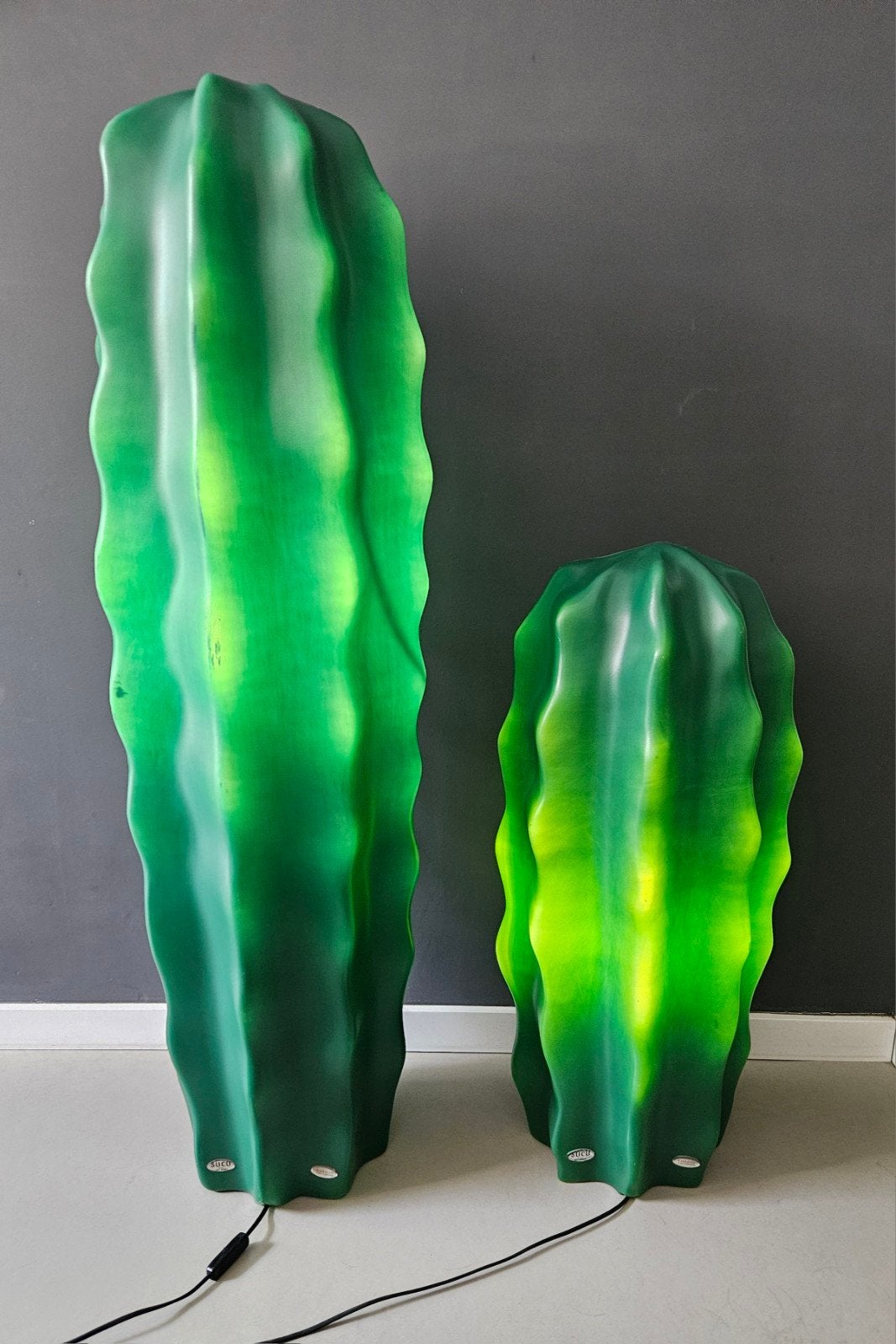 Set van 2 Flötotto Sucu Cactus Vloerlampen Art Nowo Jaren 90, Ophalen, Set, Groen, Lamp