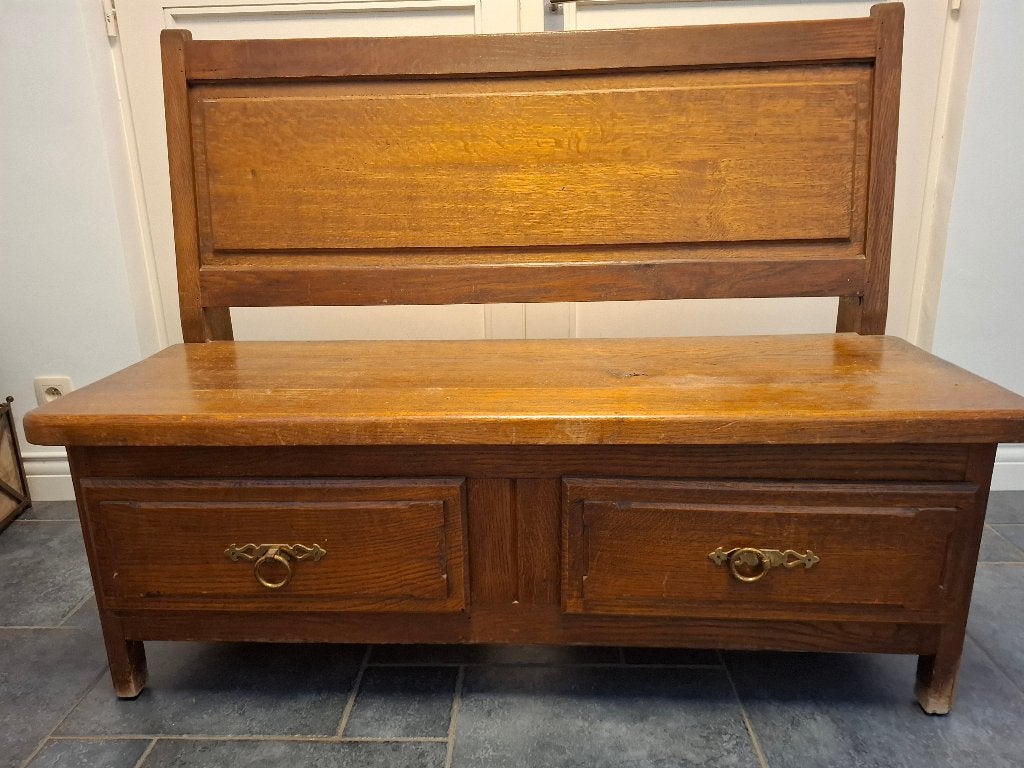 robuuste  eikenhouten hallbank, Huis en Inrichting, Ophalen, Gebruikt, 100 tot 150 cm, Eikenhout