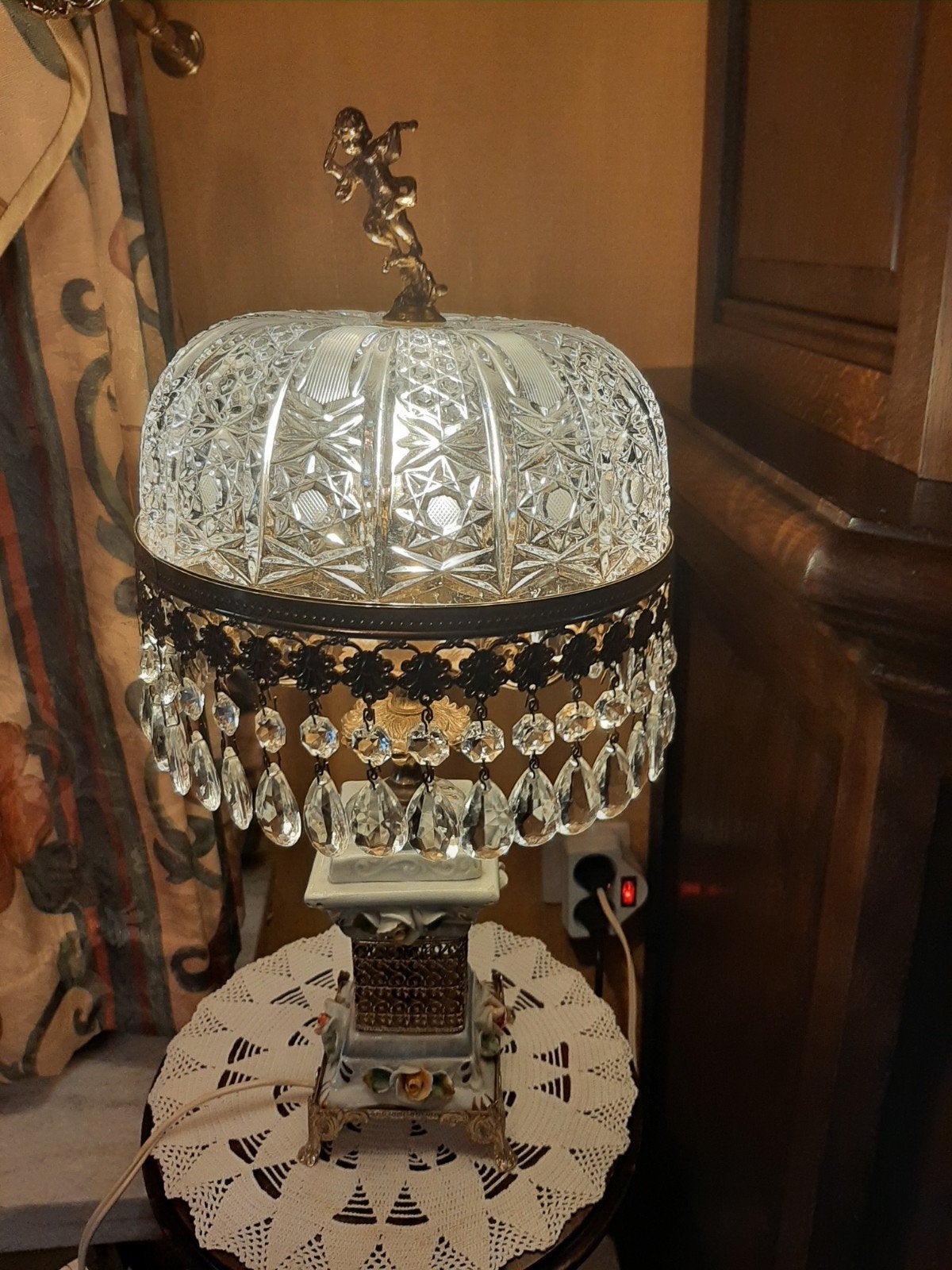 belle lampe en cristal avec pingels en cristal de verre, Enlèvement ou Envoi