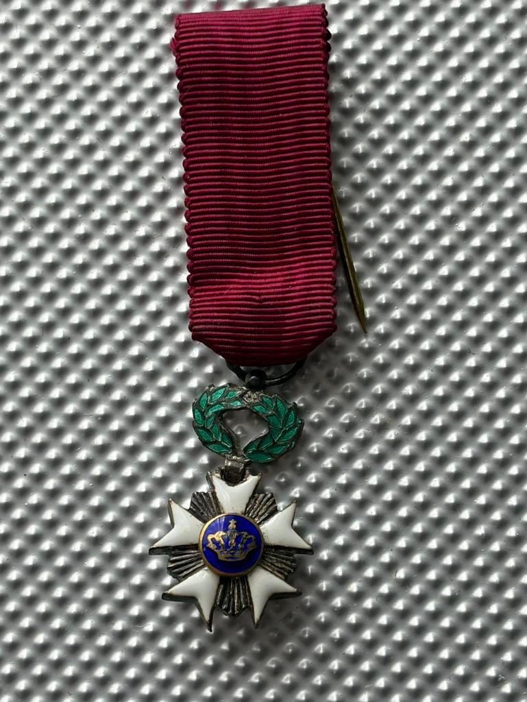 Zilveren mini medaille KroonOrde, Verzamelen, Ophalen of Verzenden, Landmacht, Lintje, Medaille of Wings